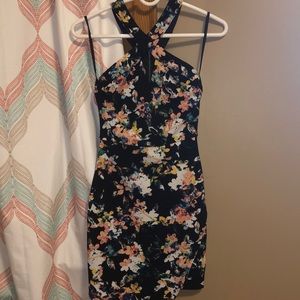 Fitted junior floral black dress